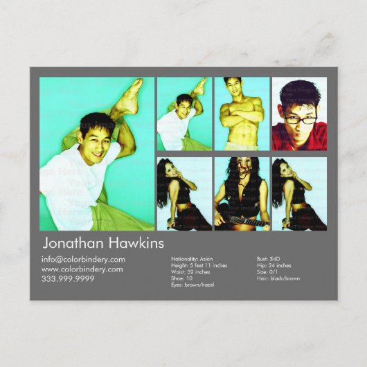 Postale Carte Acteur/Modèle gris foncé (Devant)