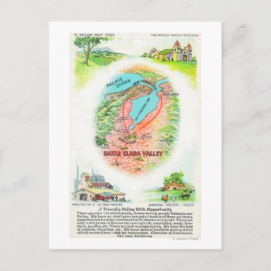 Postale Carte aérienne du comté de Père Noël Clara avec si (Devant)