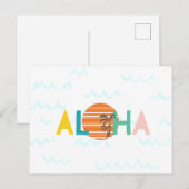 Postale Carte Aloha Hawaii Beach Waves, Coucher de soleil, (Devant / Derrière)