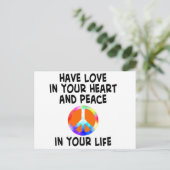 Postale carte amour et paix (Debout devant)