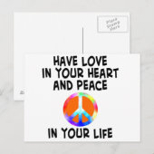 Postale carte amour et paix (Devant / Derrière)