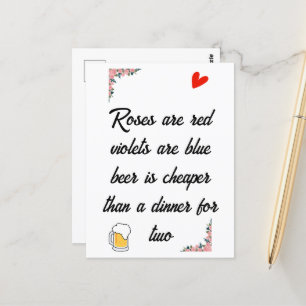 Postale Carte amusante de la bière anti-Valentine's Day