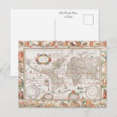 Postale Carte ancienne colorée du monde (Devant / Derrière)
