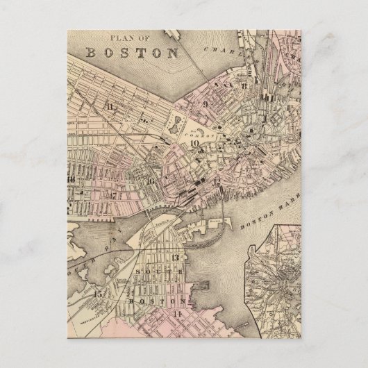 Postale Carte ancienne de Boston (1880) (Devant)