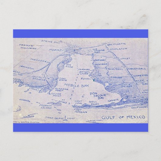 Postale Carte ancienne de la baie de Mobile (Devant)