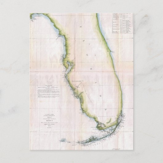 Postale Carte ancienne de la côte de la Floride (Devant)