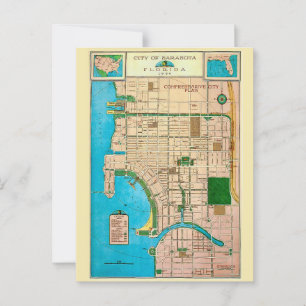 Postale Carte ancienne de la ville de Sarasota