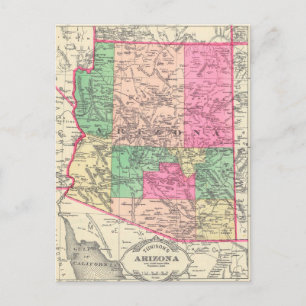 Postale Carte ancienne de l'Arizona (1881)