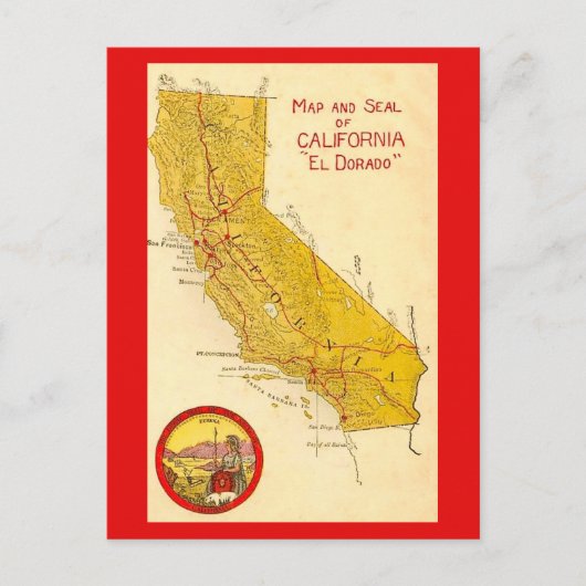 Postale Carte ancienne de l'État de Californie  (Devant)