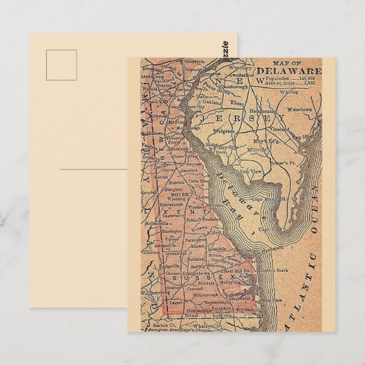 Postale Carte ancienne de l'État du Delaware (Devant / Derrière)