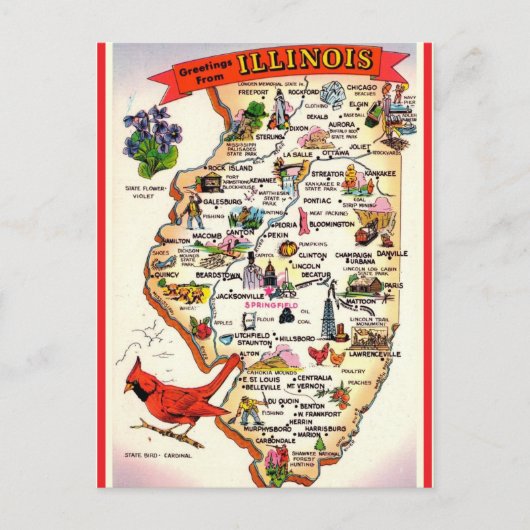 Postale Carte ancienne de l'Illinois (Devant)