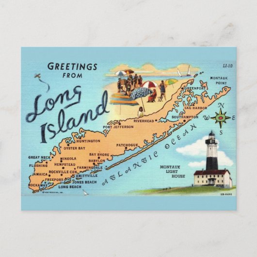Postale Carte ancienne de Long Island (Devant)