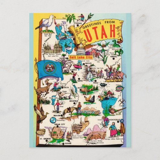 Postale Carte ancienne de l'Utah (Devant)