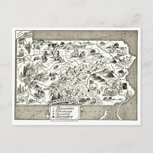 Postale Carte ancienne de Pennsylvanie (Devant)