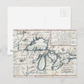 Postale Carte ancienne des Grands Lacs, 17e siècle (Devant / Derrière)