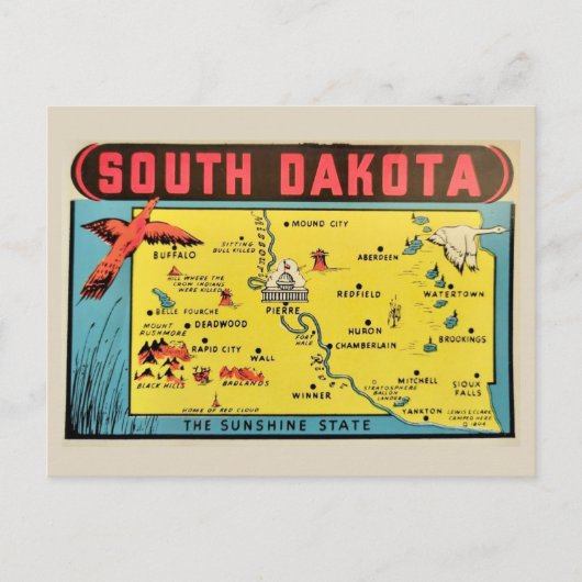 Postale Carte ancienne du Dakota du Sud (Devant)