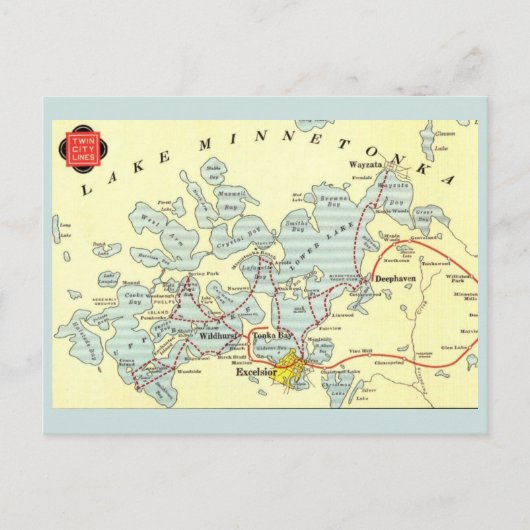 Postale Carte ancienne du lac Minnetonka (Devant)