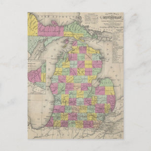 Postale Carte ancienne du Michigan (1853)