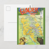 Postale Carte ancienne du parc national de Glacier (Devant / Derrière)