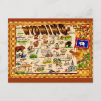 Carte ancienne du Wyoming pour salutations sur car