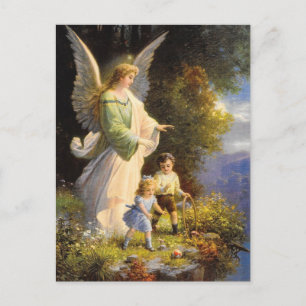 Postale Carte Angel Guardian vintage 