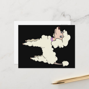 Postale carte animée crème caniche seconde