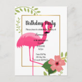 POSTALE CARTE ANNIVERSAIRE BLANC OR BRIGHT FLAMINGO HIBISC (Devant)