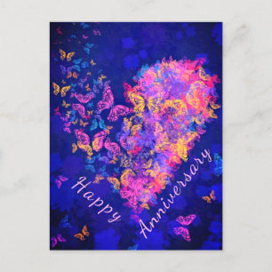 Postale Carte Anniversaire des papillons cardiaques