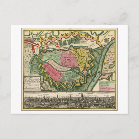 Postale Carte antique 1730 de Gdansk, Pologne, (Devant)