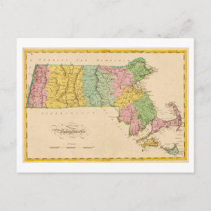 Postale Carte antique de 1815 du Massachusetts sur carte p