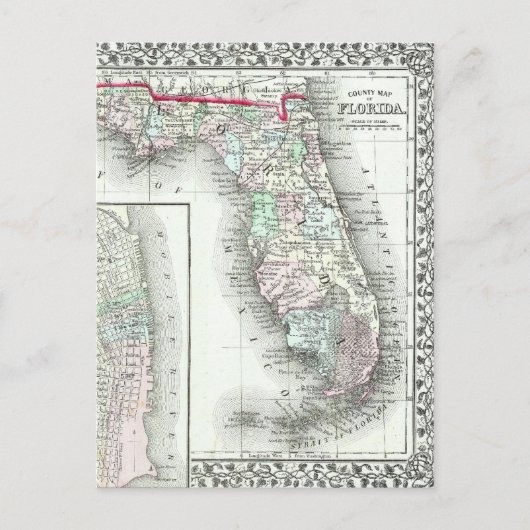 Postale Carte antique de Floride & Mobile, Alabama (Devant)