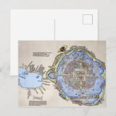 Postale Carte antique de la capitale aztèque Tenochtitlan (Devant / Derrière)
