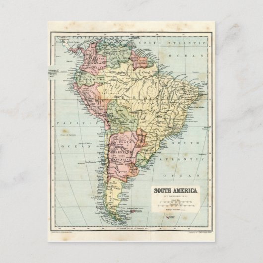 Postale Carte antique de l'Amérique du Sud (Devant)