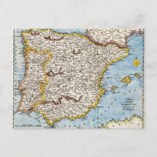 Postale Carte antique de l'Espagne et du Portugal vers les