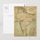 Postale Carte antique de l'Inde au 19ème siècle (Devant / Derrière)