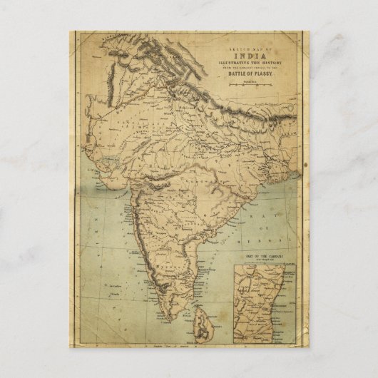 Postale Carte antique de l'Inde au 19ème siècle (Devant)