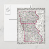 Postale Carte antique de l'Iowa & Missouri vers 1874 (Devant / Derrière)