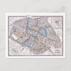 Postale Carte antique de Paris