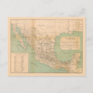 Postale Carte antique du Mexique Etats Unis du Mexique