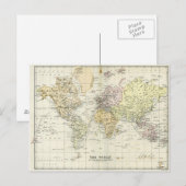 Postale Carte antique du monde (Devant / Derrière)
