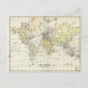 Postale Carte antique du monde