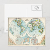 Postale Carte antique du monde (Devant / Derrière)