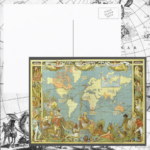 Postale Carte antique du monde de l'Empire britannique, 18