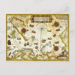 Postale Carte antique vintage de Willem Barentsz Voyage