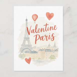 Postale Carte aquarelle de la Saint-Valentin de Paris – To