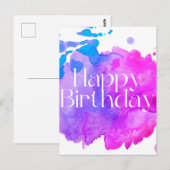 Postale Carte aquarelle Joyeux Anniversaire (Devant / Derrière)