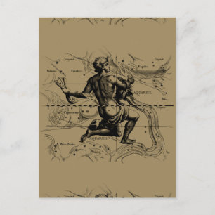 Postale Carte Aquarius Constellation par Hevelius