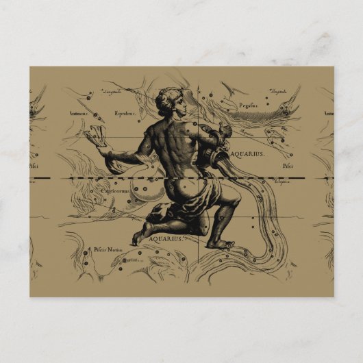 Postale Carte Aquarius Constellation par Hevelius (Devant)