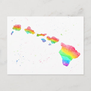 Postale Carte arc-en-ciel des îles Hawaii peinture aquarel