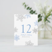 Postale Carte argentée bleue de Tableau de mariage d'hiver (Debout devant)